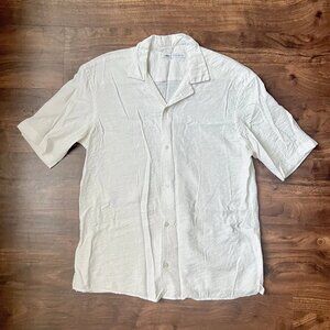 Zara Mens White Textured Short Sleeve Shirt Size Small
